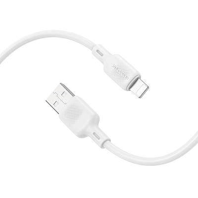 BOROFONE BX113 USB вилка - iPhone (Lightning) вилка, 2.4A, силикон, белый, 1м