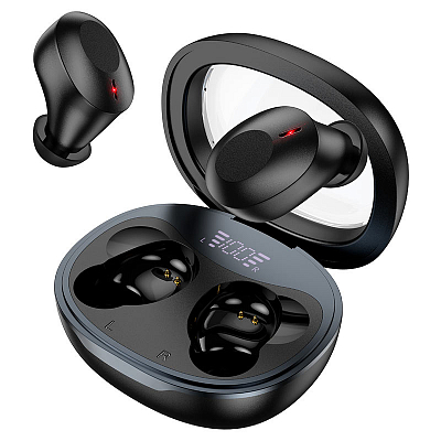 Bluetooth наушники внутриканальные hoco TWS EQ3 с микрофоном, черный. Кейс 300мАч с индикатором заря