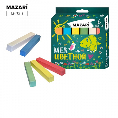 Мел MAZARI, цветной 6 шт