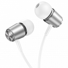 Наушники внутриканальные hoco M108 с микрофоном, бело-серебристый