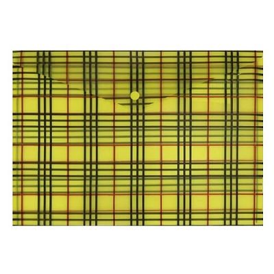 Папка на кнопке A4 Бюрократ "Клетка" 180мкм, прозрачная, желтый