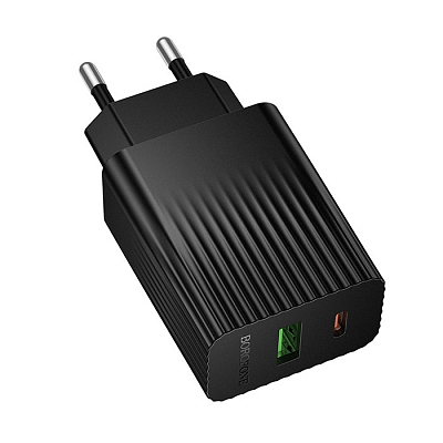PD30+USB BOROFONE BAS76A, выход Type-C 30W и USB 18W, QC3.0, черный