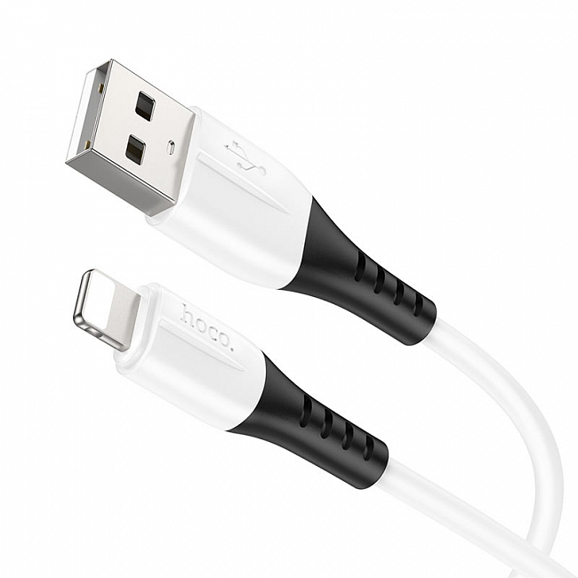 hoco X82 USB вилка - iPhone (Lightning) вилка, 2.4A, силикон, белый, 1м