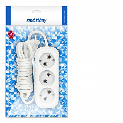 Удлинитель 15 метров, 3 розетки Smartbuy 10А, белый (без заземления)