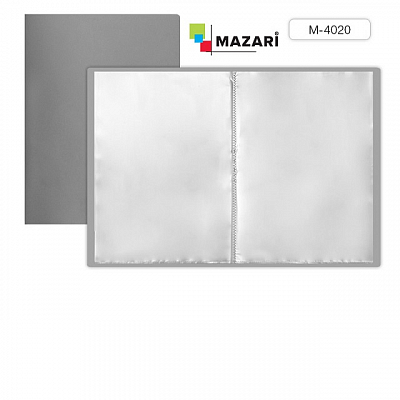 Папка с 100 прозрачными вкладышами MAZARI, 0.8мм, серый