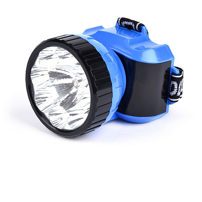 Фонарь налобный аккумуляторный Smartbuy, 9 LED, зарядка от сети, 2 режима, синий