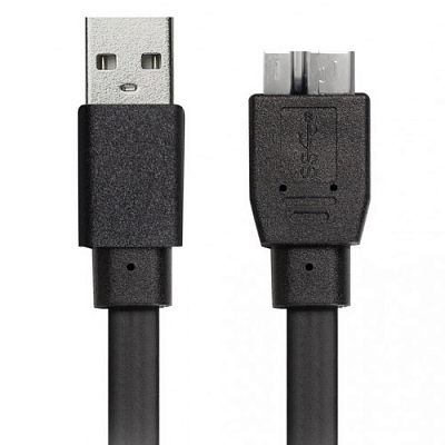 Кабель USB штекер - microUSB-B штекер Smartbuy 3.1 для HDD/SSD, 20 см, плоский, черный