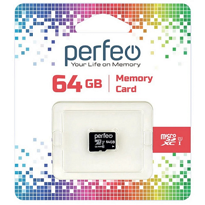 Карта памяти microSDXC Perfeo 64Gb (Class 10, UHS-1) 