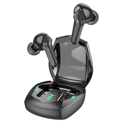 Bluetooth наушники игровые внутриканальные hoco TWS EW28 с микрофоном, задержка 60мс, черный. Кейс 3