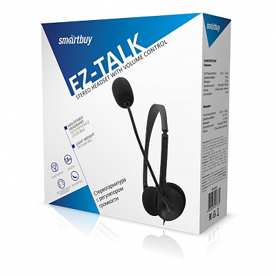 Наушники Smartbuy EZ-TALK с микрофоном, кабель 1.8м, 2х3.5 для ПК, черный