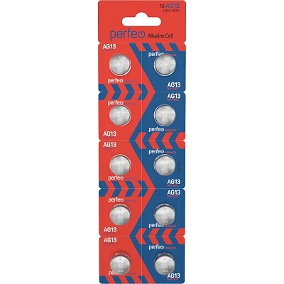 Perfeo AG13 / LR44 / L1154 / 357 Alkaline Cell (Блистер 10 шт.)