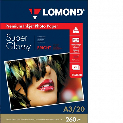 Фотобумага Lomond суперглянец А3 260г/м 20 листов Bright 