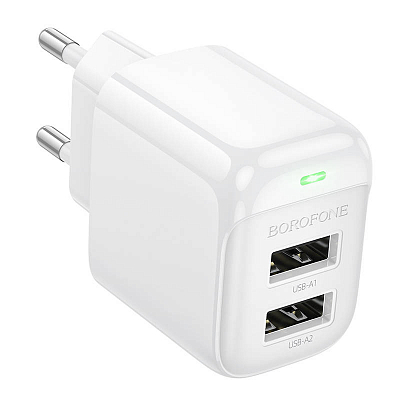 Универсальное сетевое з/у 2USB BOROFONE BAS41A 2.1A, белый