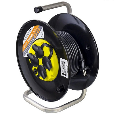 Удлинитель-катушка 20 метров, 4 розетки Perfeo RU POWER 10А, ПВС 2х1 IP44 РБК16 с термовыключателем,