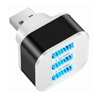 Разветвитель USB на 3 порта NOBRAND для зарядки, черно-белый (не поддерживает передачу данных)