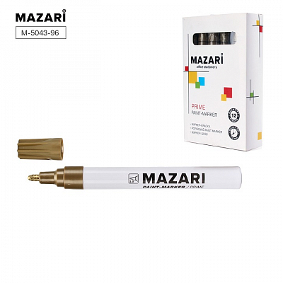 Маркер-краска MAZARI PRIME, ширина линии письма 2мм, золотой (12)