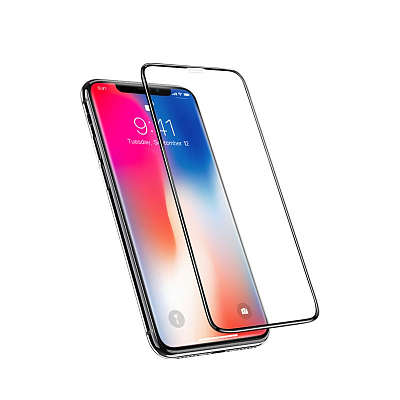 Стекло для iPhone 11 Pro MAX/ XS MAX hoco G2 черный, 3D, Anti-shock, Full screen, 0.33 мм, картонная