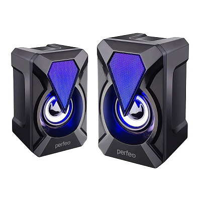 Колонки 2.0 Perfeo FLAMES 2х3Вт, USB, черный, Game Design, LED подсветка, 7 цветов 
