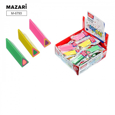 Ластик MAZARI NEON, термопластичная резина, треугольный, размер 57*17 