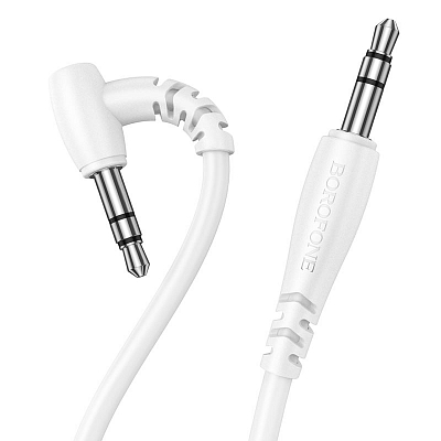 Кабель 3.5-3.5 BOROFONE BL10, 1 м, угловой, белый