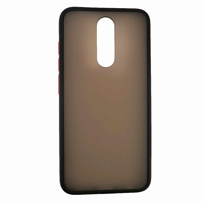 Клип-кейс Xiaomi Redmi 8 Матовый, черный с красными кнопками