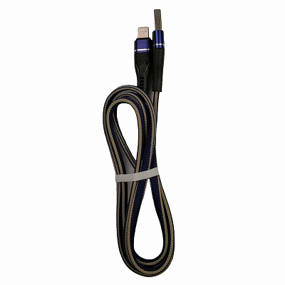 Smile WOLF USB вилка - iPhone (Lightning) вилка, ткань, плоский, синий, 1м