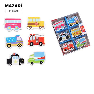 Ластик MAZARI TRANSPORT, резина, 6 дизайнов