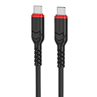 hoco X59 Type-C вилка - Type-C вилка, 60W, 3A, нейлон, черный, 2м