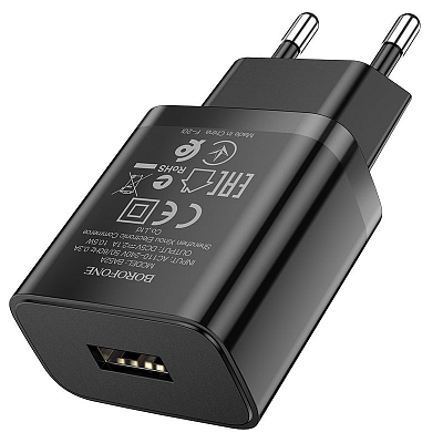 Универсальное сетевое з/у USB BOROFONE BA52A 2.1A, черный