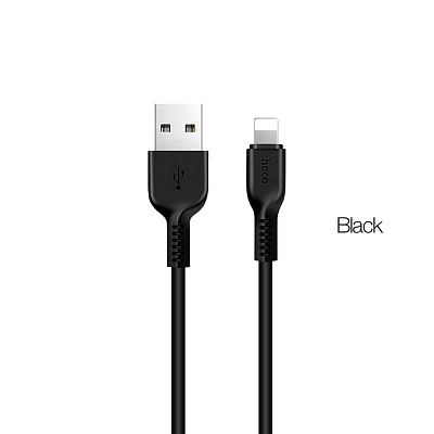 hoco X20 USB вилка - iPhone (Lightning) вилка, 2.4A, черный, 3м