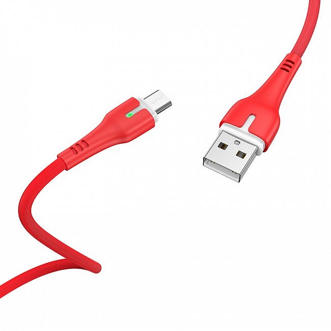 hoco X45 USB вилка - microUSB вилка, 2.4A, с индикатором, красный, 1м