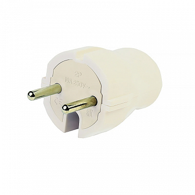Вилка Smartbuy 10А 250V прямая белая без заземлени