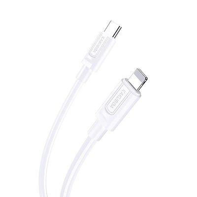 Kakusiga KSC-963 Type-C вилка - iPhone (Lightning) вилка, PD20W, 3A, силикон, белый, 1м
