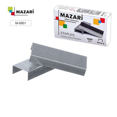 Скобы для степлера MAZARI №24/6, 1000 шт., оцинкованные