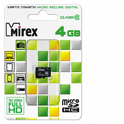 Карта памяти microSD Mirex 4Gb HC (Class 10)