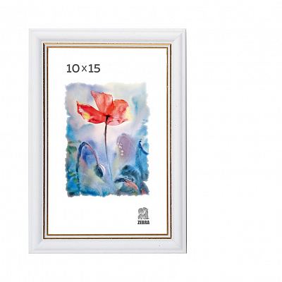 Фоторамка 10х15 пластиковая Зебра 100 Белый