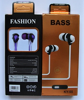 Наушники внутриканальные NOBRAND KY-55 с микрофоном, фиолетово-черный