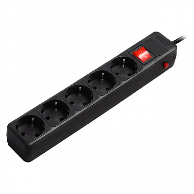 Сетевой фильтр 5 метров, 5 розеток Smartbuy 16А, 3.5 кВт, черный