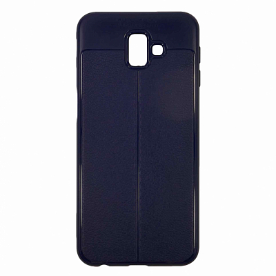 Клип-кейс Samsung J6 Plus Матовый, под кожу, синий