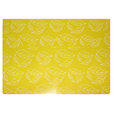 Папка на кнопке A4 Бюрократ "Листочки" 180мкм, непрозрачная, желтый