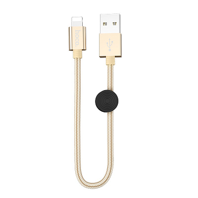 hoco X35 USB вилка - iPhone (Lightning) вилка, 2.4A, нейлон, золото, 0.25м