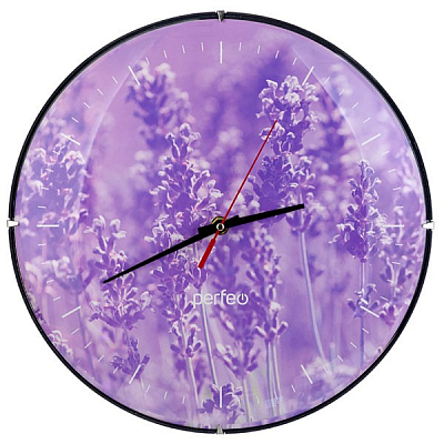 Часы настенные Perfeo "PF-WC-006", круглые диаметр 30 см, без корпуса / Лаванда циферблат