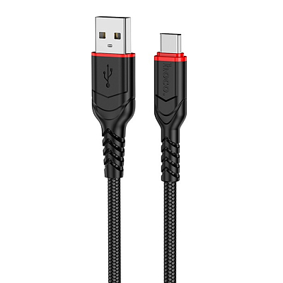 hoco X59 USB вилка - Type-C вилка, 3A, нейлон, черный, 3м