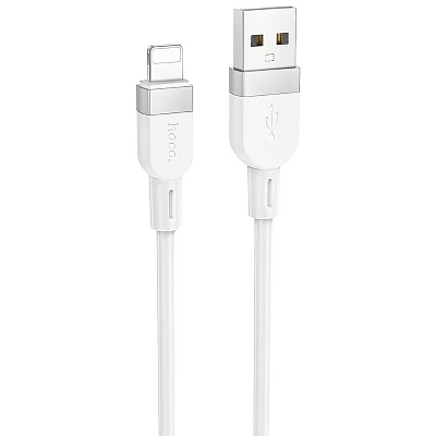 hoco X109 USB вилка - iPhone (Lightning) вилка, 2.4A, силикон, белый, 1м
