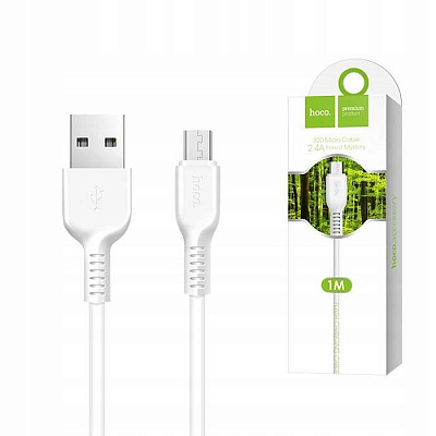 hoco X20 USB вилка - microUSB вилка, 2.4A, белый, 1м.