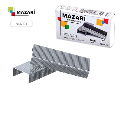 Скобы для степлера MAZARI №24/6, 1000 шт., оцинкованные