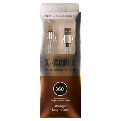 .Магнитный NOBRAND USB вилка - microUSB вилка, серый, 1м