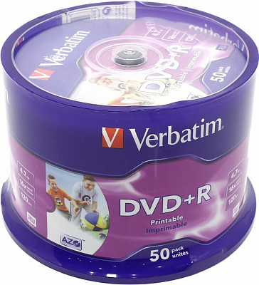  DVD R PRINT Verbatim 4.7Gb 16x Cake (50 шт.)+
