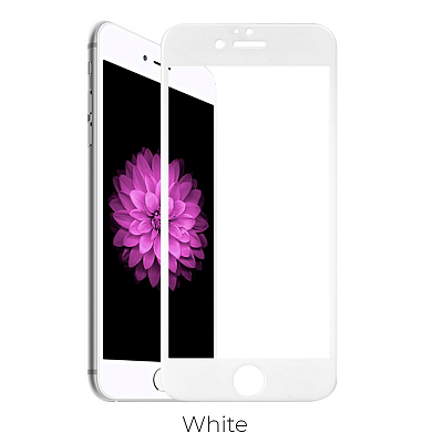 Стекло для iPhone 6+ hoco A1 белый, Shatter-proof, Full screen, картонная упаковка