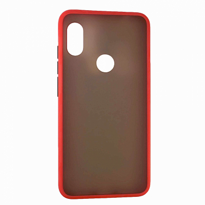 Клип-кейс Xiaomi Redmi Note 6 Матовый, красный с черными кнопками